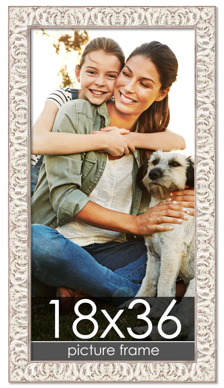18x36 Refined Picture Frame with UV-Resistant Acrylic & Acid Free Backing, Available in 5 Finishes - Black, Blue, Gold, Silver, and White